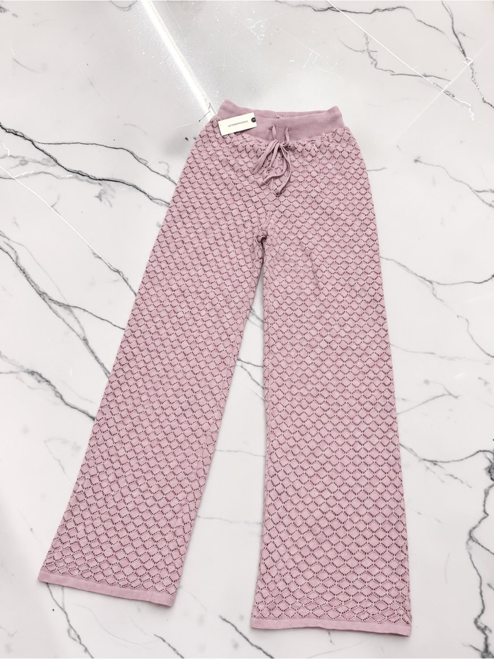 Maeve by Anthropologie Crochet Knit Wide-Leg Pants – Dusty Mauve/Pink – XXS –